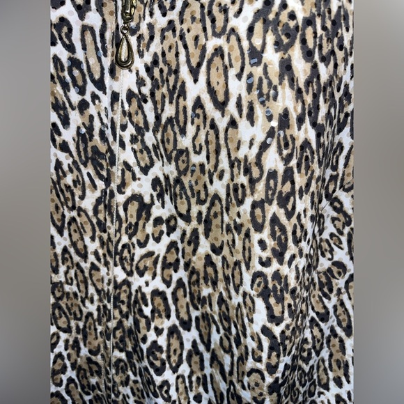 TanJay Leopard Print Sequin Zip-Up Blouse Top 2X - Picture 6 of 9
